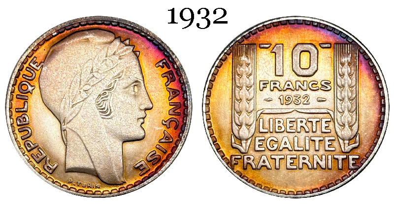 France 10 Francs 1930 1931 1932 1933 1934 Liberte Republic Silver Plated Replica Coin Commemorative Medal,Historical Collectible Art Craft For Enthusiasts