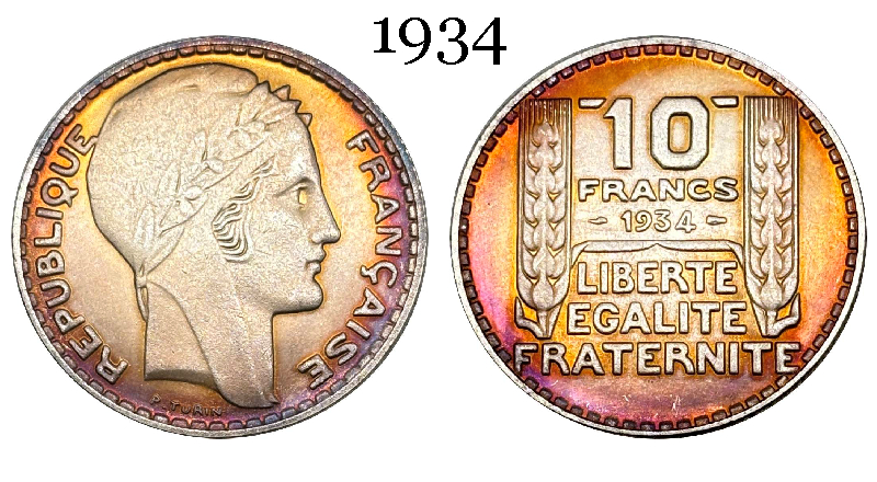 France 10 Francs 1930 1931 1932 1933 1934 Liberte Republic Silver Plated Replica Coin Commemorative Medal,Historical Collectible Art Craft For Enthusiasts