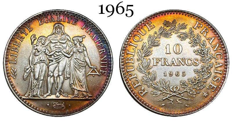 France Metropolitan 1965- 1973 10 Pcs Sell 10 Francs Fifth Republic Cupronickel Plated Silver Replica Coin Commemorative Medal,Historical Collectible Art Craft For Enthusiasts