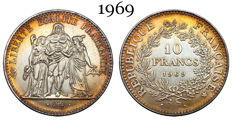 France 10 Francs 1965 1966 1967 1968 1969 1970 1971 Fifth Republic Metropolitan Silver Plated Replica Coin Commemorative Medal,Historical Collectible Art Craft For Enthusiasts