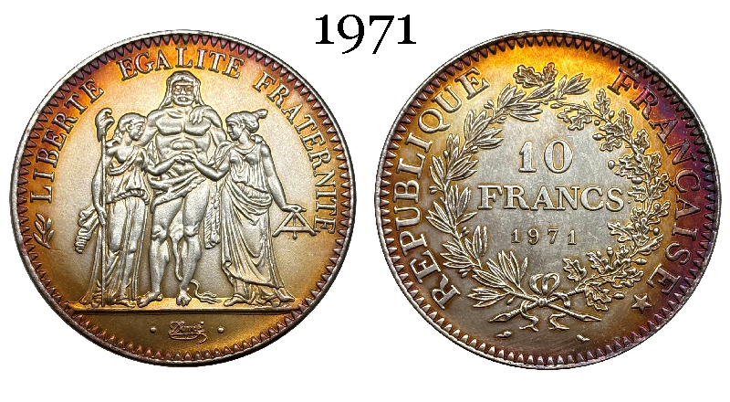 France 10 Francs 1965 1966 1967 1968 1969 1970 1971 Fifth Republic Metropolitan Silver Plated Replica Coin Commemorative Medal,Historical Collectible Art Craft For Enthusiasts