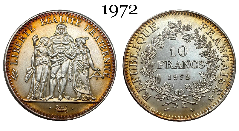 France 10 Francs 1965 1966 1967 1968 1969 1970 1971 Fifth Republic Metropolitan Silver Plated Replica Coin Commemorative Medal,Historical Collectible Art Craft For Enthusiasts