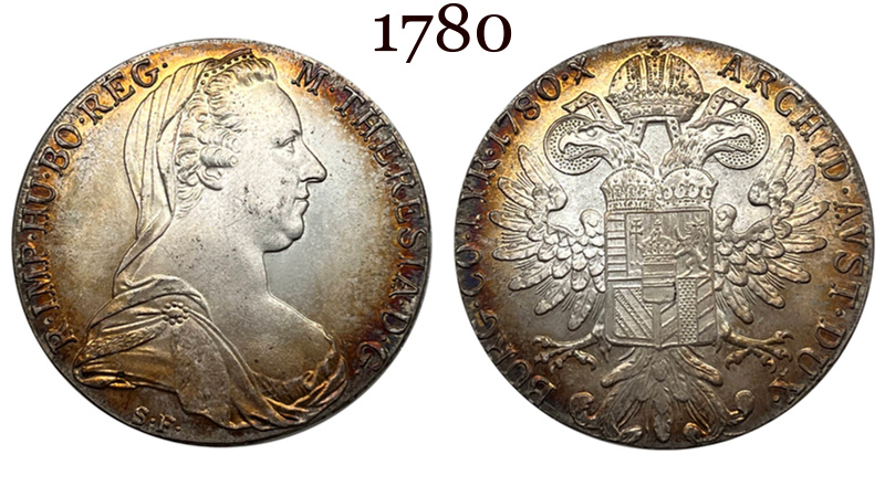 Austria Habsburg 1780 SF 1 One Thaler Maria Theresia Silver Plated Metal Replica Coin Commemorative Medal,Historical Collectible Art Craft For Enthusiasts
