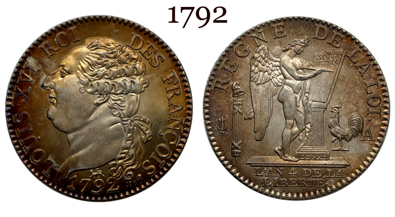 France 1792 1/2 Ecu Louis XVI Francois Liberte Silver Plated Replica Coin Commemorative Medal,Historical Collectible Art Craft For Enthusiasts