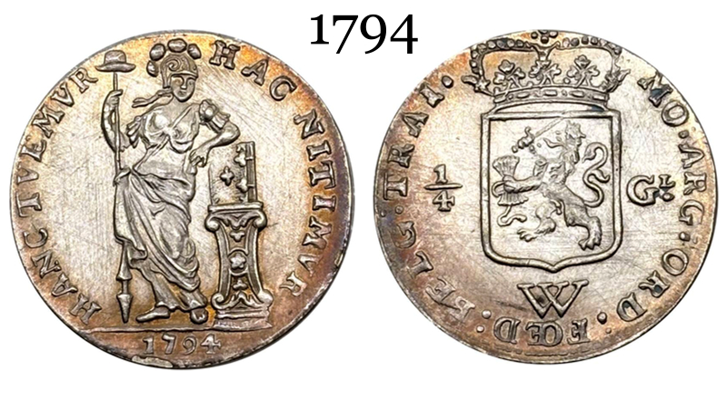 Netherlands West Indies 1794 1 /4 Gulden Kwartgulden Silver Plated Replica Coin Commemorative Medal,Historical Collectible Art Craft For Enthusiasts