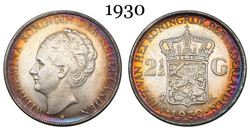 Netherlands 1929 1930 1931 1932 2 1/2 Gulden Wilhelmina I Silver Plated Metal Replica Coin Commemorative Medal,Historical Collectible Art Craft For Enthusiasts