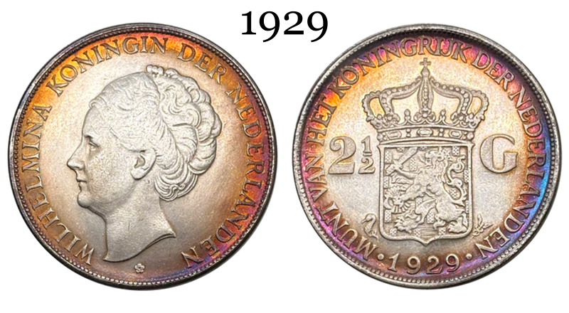 Netherlands 1929 1930 1931 1932 2 1/2 Gulden Wilhelmina I Silver Plated Metal Replica Coin Commemorative Medal,Historical Collectible Art Craft For Enthusiasts