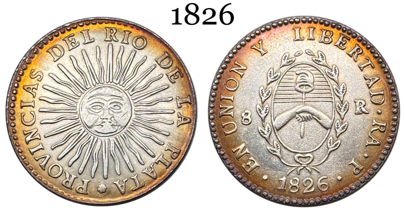 Argentina 1826 1827 1831 1835 1836 8 Reales Provincias del Rio de la Silver Plated Metal  Replica Coin Commemorative Medal,Historical Collectible Art Craft For Enthusiasts