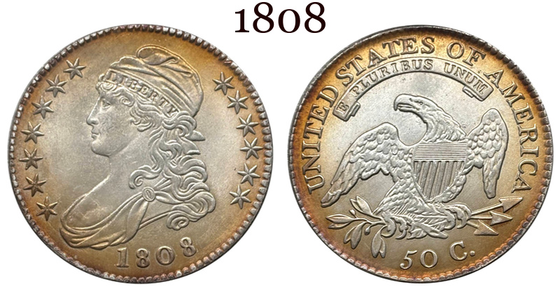 US 1807-1836 29 Pcs Package Sell United States 50 Cents ½ Half Dollar Liberty Capped Bust Silver Plated Metal Replica Coin Commemorative Medal,Historical Collectible Art Craft For Enthusiasts