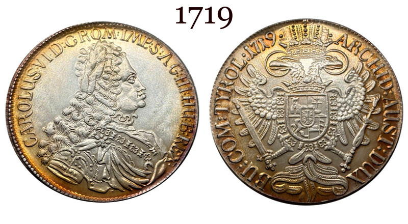 Austrian Empire One 1 Thaler 1719 1720 1721 1724 1725 1730 1734 Charles VI Hall Silver Plated Metal Replica Coin Commemorative Medal,Historical Collectible Art Craft For Enthusiasts