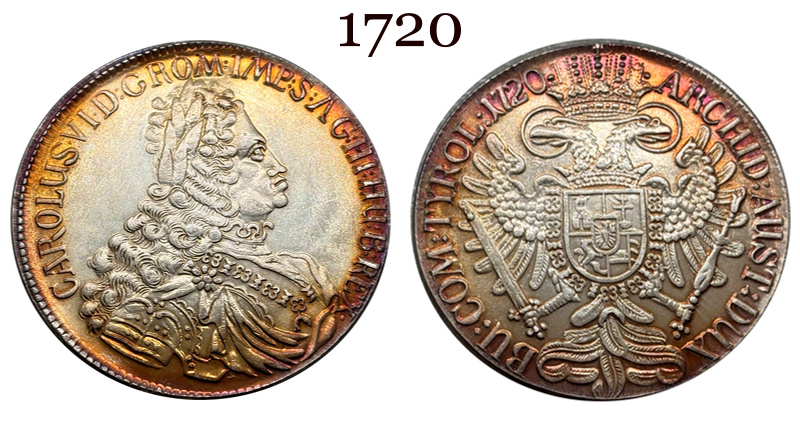 Austrian Empire One 1 Thaler 1719 1720 1721 1724 1725 1730 1734 Charles VI Hall Silver Plated Metal Replica Coin Commemorative Medal,Historical Collectible Art Craft For Enthusiasts