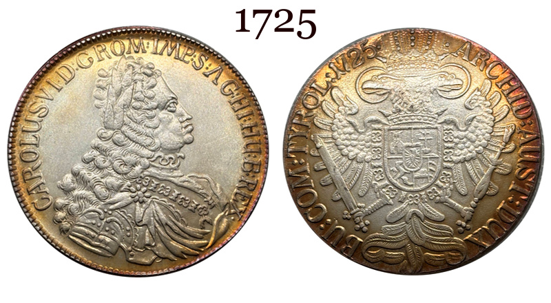 Austrian Empire One 1 Thaler 1719 1720 1721 1724 1725 1730 1734 Charles VI Hall Silver Plated Metal Replica Coin Commemorative Medal,Historical Collectible Art Craft For Enthusiasts