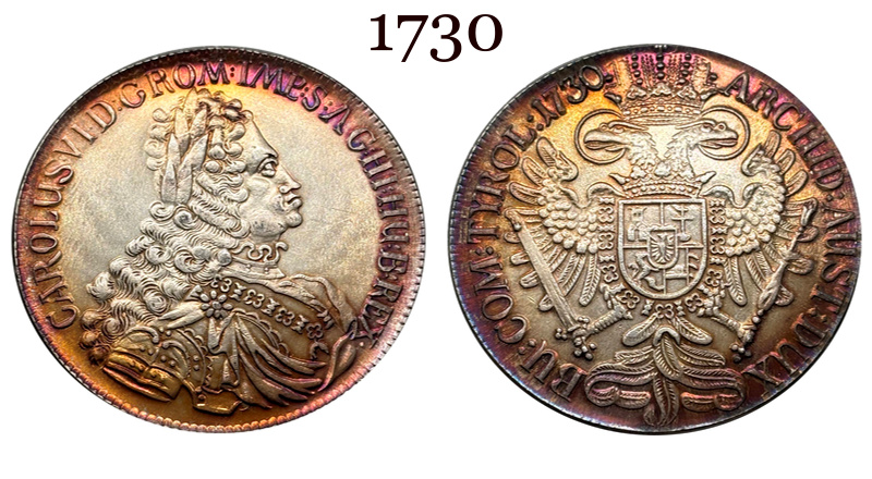 Austrian Empire One 1 Thaler 1719 1720 1721 1724 1725 1730 1734 Charles VI Hall Silver Plated Metal Replica Coin Commemorative Medal,Historical Collectible Art Craft For Enthusiasts