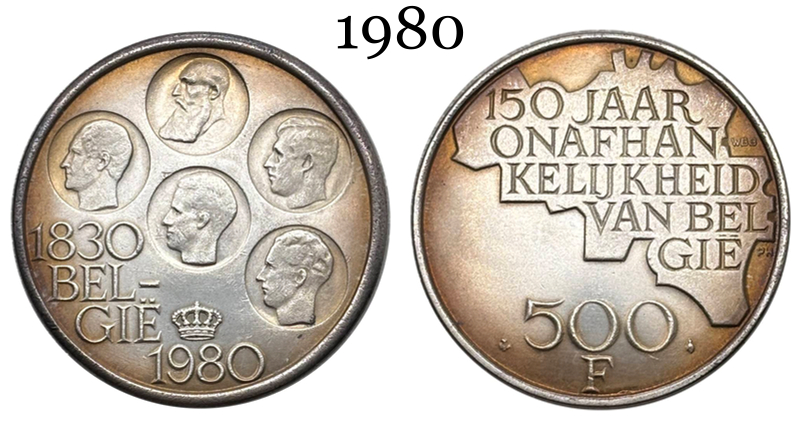 Belgium 1830 1980 500 Francs Baudouin I Dutch Text Independence Silver Plated Metal Replica Coin Commemorative Medal,Historical Collectible Art Craft For Enthusiasts