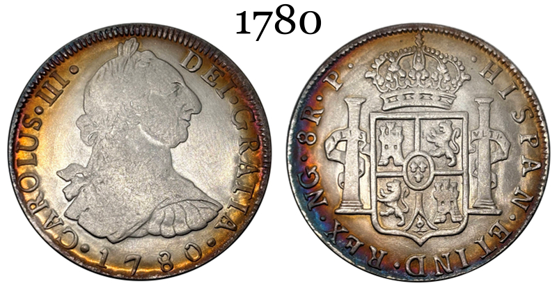 Mexico Peru 1780 1805 8 Reales Charles III IIII Colonial Milled Coinage Silver Plated Metal Replica Coin Commemorative Medal,Historical Collectible Art Craft For Enthusiasts