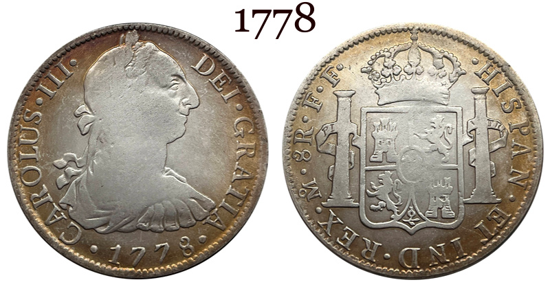 Mexico 1776 1778 8 Reals Carlos III Bust Facing Right Silver Plated Replica Coin Commemorative Medal,Historical Collectible Art Craft For Enthusiasts