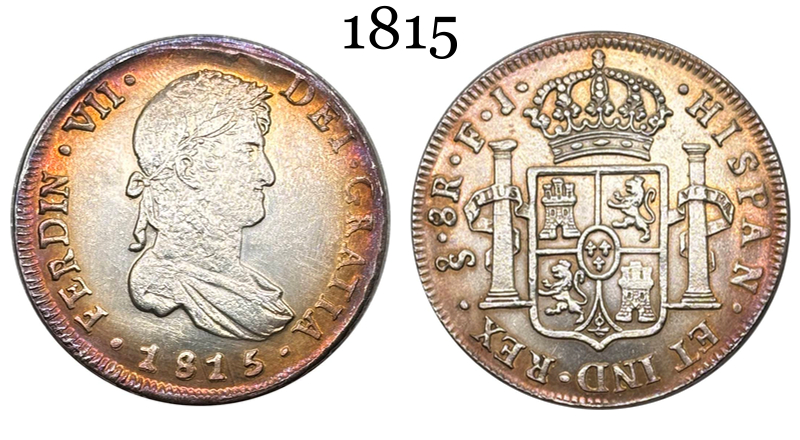 Mexico Chile 8 Reales Fernando VII Bust of Fernando VII 1813 1815 Plated Silver Replica Coin Commemorative Medal,Historical Collectible Art Craft For Enthusiasts