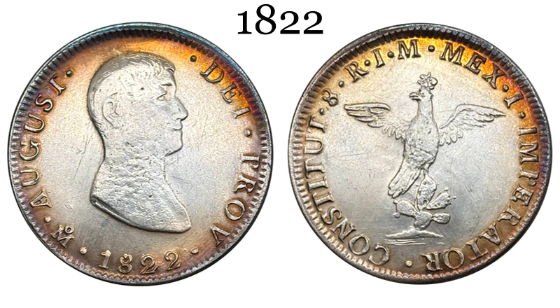 Mexico 1822 8 Reales Agustin I Empire Of Iturbide Silver Plated Replica Coin Commemorative Medal,Historical Collectible Art Craft For Enthusiasts