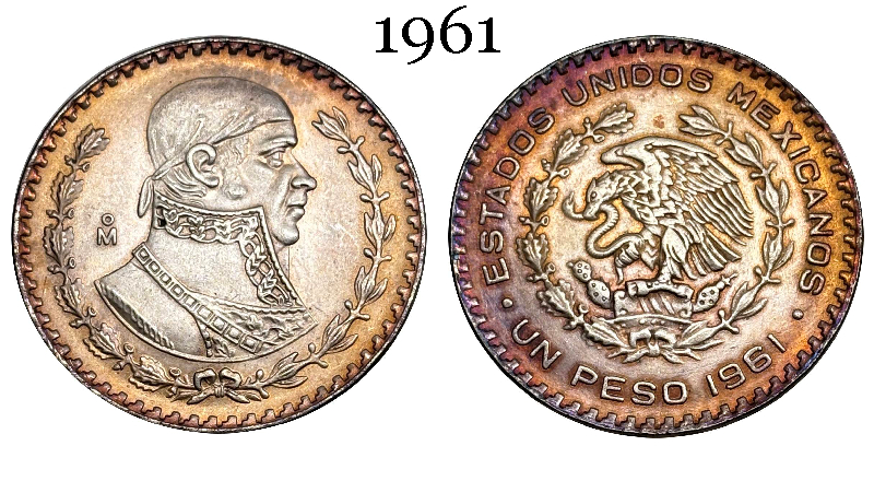 Mexico Republic 1 UN Peso Tepalcate 1957 1958 1959 1960 1961 1962 1963 1964 1965 1967 Silver Plated Replica Coin Commemorative Medal,Historical Collectible Art Craft For Enthusiasts