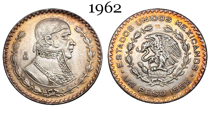 Mexico Republic 1 UN Peso Tepalcate 1957 1958 1959 1960 1961 1962 1963 1964 1965 1967 Silver Plated Replica Coin Commemorative Medal,Historical Collectible Art Craft For Enthusiasts