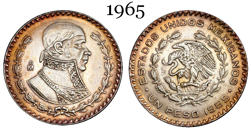 Mexico Republic 1 UN Peso Tepalcate 1957 1958 1959 1960 1961 1962 1963 1964 1965 1967 Silver Plated Replica Coin Commemorative Medal,Historical Collectible Art Craft For Enthusiasts