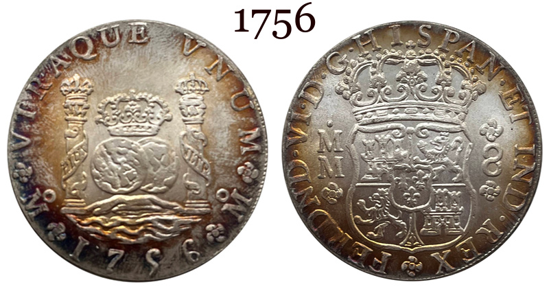 Mexico 8 Reales Fernando VI 1756 1755 1753 1767 1770 Silver Plated Replica Coin Commemorative Medal,Historical Collectible Art Craft For Enthusiasts