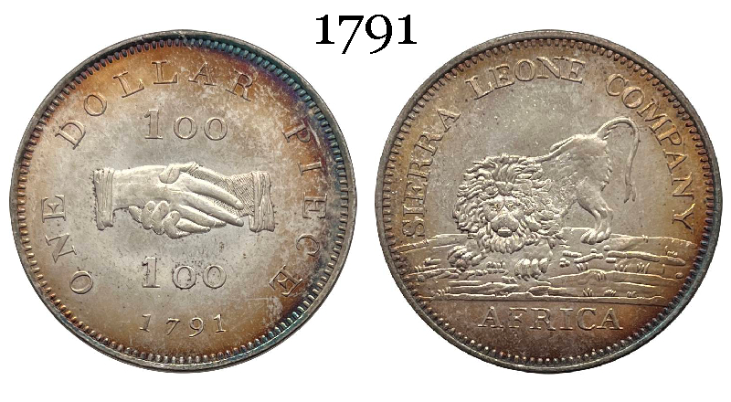 British Colony Sierra Leone Company 1791 One Dollar Africa 100 Silver Plated Replica Coin Commemorative Medal,Historical Collectible Art Craft For Enthusiasts