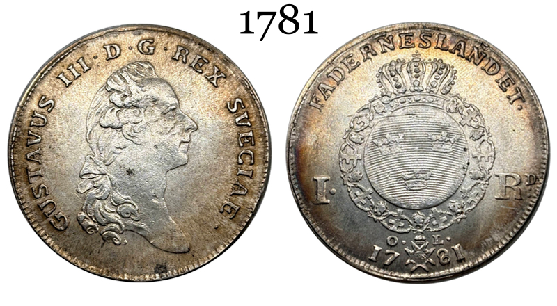 Sweden 1776 1781 1 Riksdaler Gustav III Silver Plated Replica Coin Commemorative Medal,Historical Collectible Art Craft For Enthusiasts