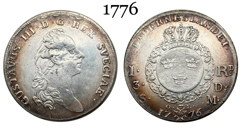 Sweden 1776 1781 1 Riksdaler Gustav III Silver Plated Replica Coin Commemorative Medal,Historical Collectible Art Craft For Enthusiasts