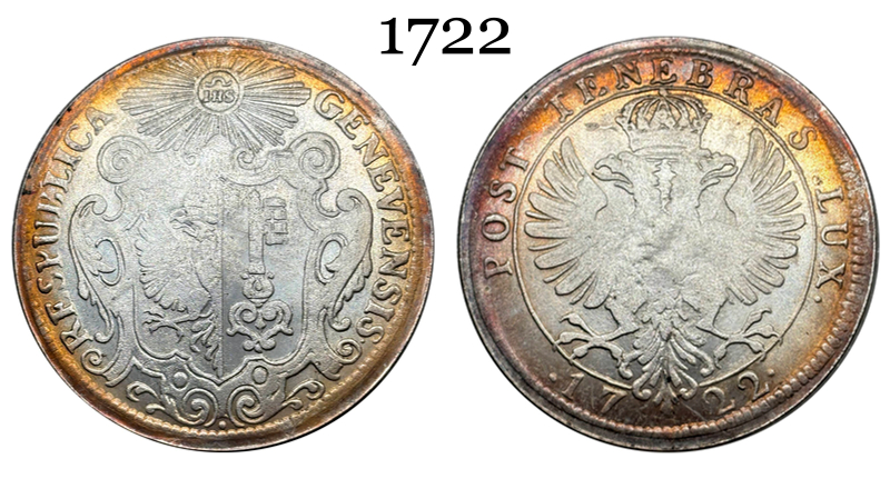 City Of Geneva 1722 1 Thaler Swiss Silver Plated Replica Coin Commemorative Medal,Historical Collectible Art Craft For Enthusiasts