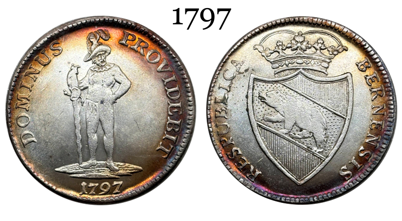 Switzerland Swiss Cantons Bern 1797 1 Thaler Two Feathers Silver Plated Replica Coin Commemorative Medal,Historical Collectible Art Craft For Enthusiasts