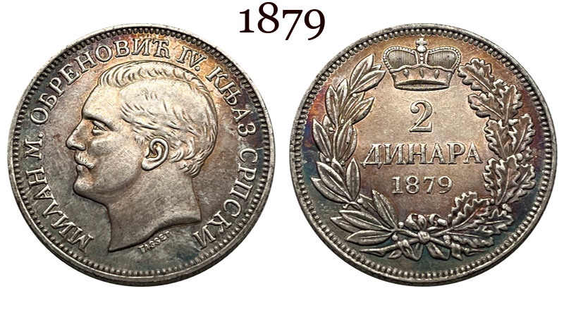 Serbia 1879 Milan Obrenovic IV 2 Dinara Silver Plated Replica Coin Commemorative Medal,Historical Collectible Art Craft For Enthusiasts