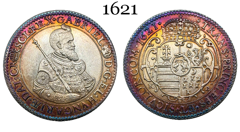 Hungarian States 1621 One 1 Thaler Gabriel Bethlen Silver Plated Replica Coin Commemorative Medal,Historical Collectible Art Craft For Enthusiasts