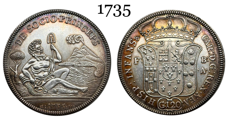 Italian States Kingdom of Naples 120 Grana Carlo I 1735 Plated Silver Replica Coin Commemorative Medal,Historical Collectible Art Craft For Enthusiasts