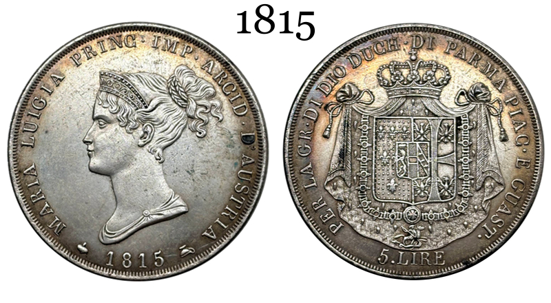 Italian States Duchy of Parma 1815 5 Lire Maria Luigia Silver Plated Replica Coin Commemorative Medal,Historical Collectible Art Craft For Enthusiasts