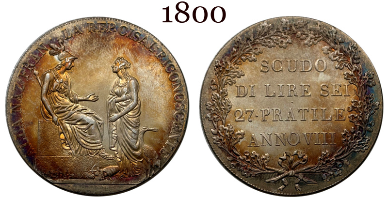 Italian States Cisalpine Republic 1800 1 Scudo 6 Lire Silver Plated Replica Coin Commemorative Medal,Historical Collectible Art Craft For Enthusiasts