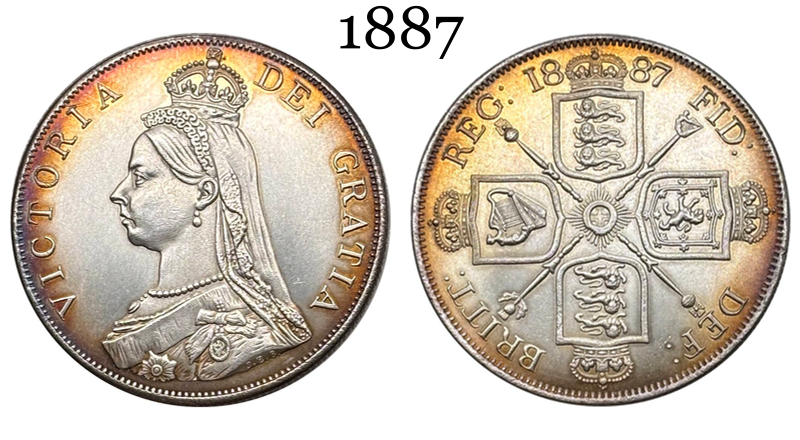 United Kingdom 1887 2 Florins Victoria 2nd Portrait Double Florin Great Britain UK Silver Plated Replica Coin Commemorative Medal,Historical Collectible Art Craft For Enthusiasts