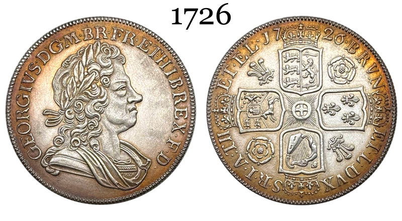 United Kingdom 1726 1/2 Crown George I Silver Plated Replica Coin Commemorative Medal,Historical Collectible Art Craft For Enthusiasts