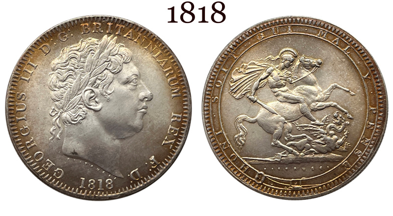 British 1818 1 One Crown George III United Kingdom Silver Plated Replica Coin Commemorative Medal,Historical Collectible Art Craft For Enthusiasts