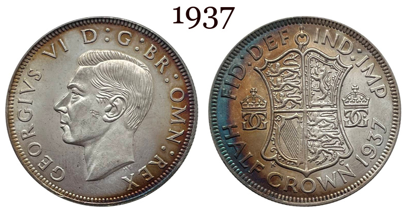 United Kingdom 1937 1/2 Half Crown King George VI Pattern Silver Plated Replica Coin Commemorative Medal,Historical Collectible Art Craft For Enthusiasts