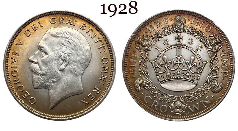 United Kingdom 1 Crown 1927 1928 1929 1930 1931 1932 1933 1934 1936 George V Wreath Crown Great Britain Silver Plated  Replica Coin Commemorative Medal,Historical Collectible Art Craft For Enthusiasts