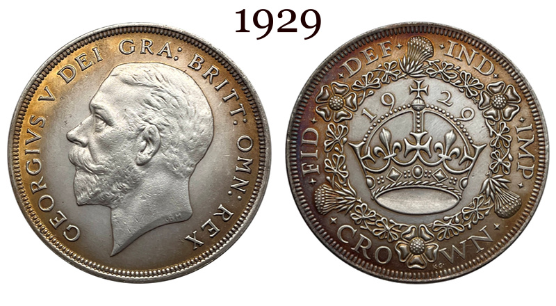 United Kingdom 1 Crown 1927 1928 1929 1930 1931 1932 1933 1934 1936 George V Wreath Crown Great Britain Silver Plated  Replica Coin Commemorative Medal,Historical Collectible Art Craft For Enthusiasts