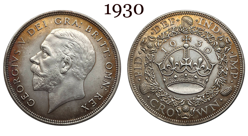 United Kingdom 1 Crown 1927 1928 1929 1930 1931 1932 1933 1934 1936 George V Wreath Crown Great Britain Silver Plated  Replica Coin Commemorative Medal,Historical Collectible Art Craft For Enthusiasts