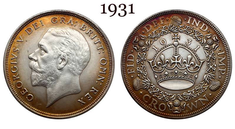 United Kingdom 1 Crown 1927 1928 1929 1930 1931 1932 1933 1934 1936 George V Wreath Crown Great Britain Silver Plated  Replica Coin Commemorative Medal,Historical Collectible Art Craft For Enthusiasts