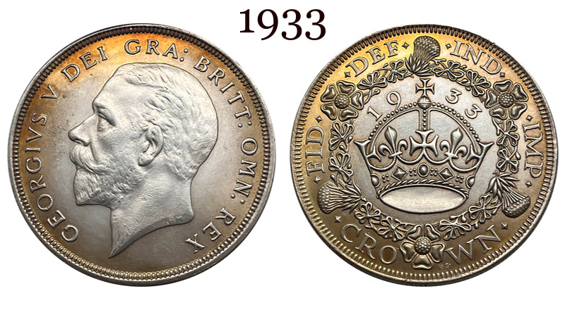 United Kingdom 1 Crown 1927 1928 1929 1930 1931 1932 1933 1934 1936 George V Wreath Crown Great Britain Silver Plated  Replica Coin Commemorative Medal,Historical Collectible Art Craft For Enthusiasts