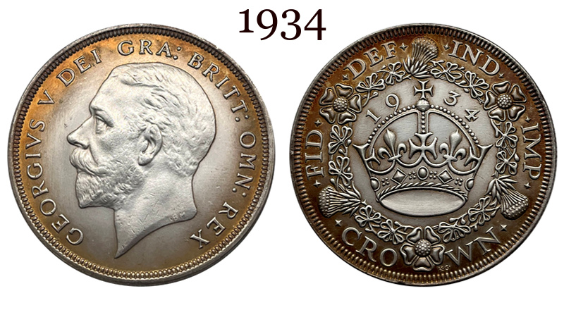 United Kingdom 1 Crown 1927 1928 1929 1930 1931 1932 1933 1934 1936 George V Wreath Crown Great Britain Silver Plated  Replica Coin Commemorative Medal,Historical Collectible Art Craft For Enthusiasts