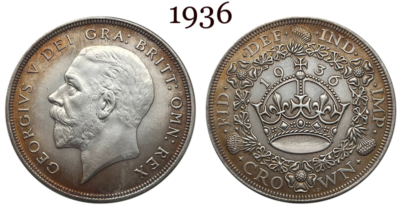 United Kingdom 1 Crown 1927 1928 1929 1930 1931 1932 1933 1934 1936 George V Wreath Crown Great Britain Silver Plated  Replica Coin Commemorative Medal,Historical Collectible Art Craft For Enthusiasts