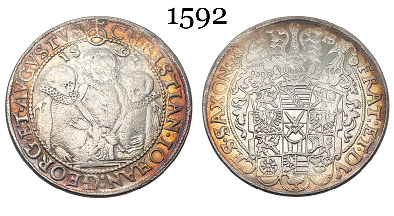 German States 1592 1 Thaler Christian II John George Augustus Three Brothers Thaler Silver Plated Metal Replica Coin Commemorative Medal,Historical Collectible Art Craft For Enthusiasts