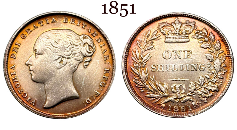 United Kingdom 1838 1839 1840 1844 1850 1851 1852 1853 1858 1869 1871 1879 1881 1883 1 One Shilling Victoria British Portrait Silver Plated Replica Coin Commemorative Medal,Historical Collectible Art Craft For Enthusiasts
