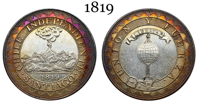 Chile Republic 1819 1 Peso Santiago Silver Plated Replica Coin Commemorative Medal,Historical Collectible Art Craft For Enthusiasts